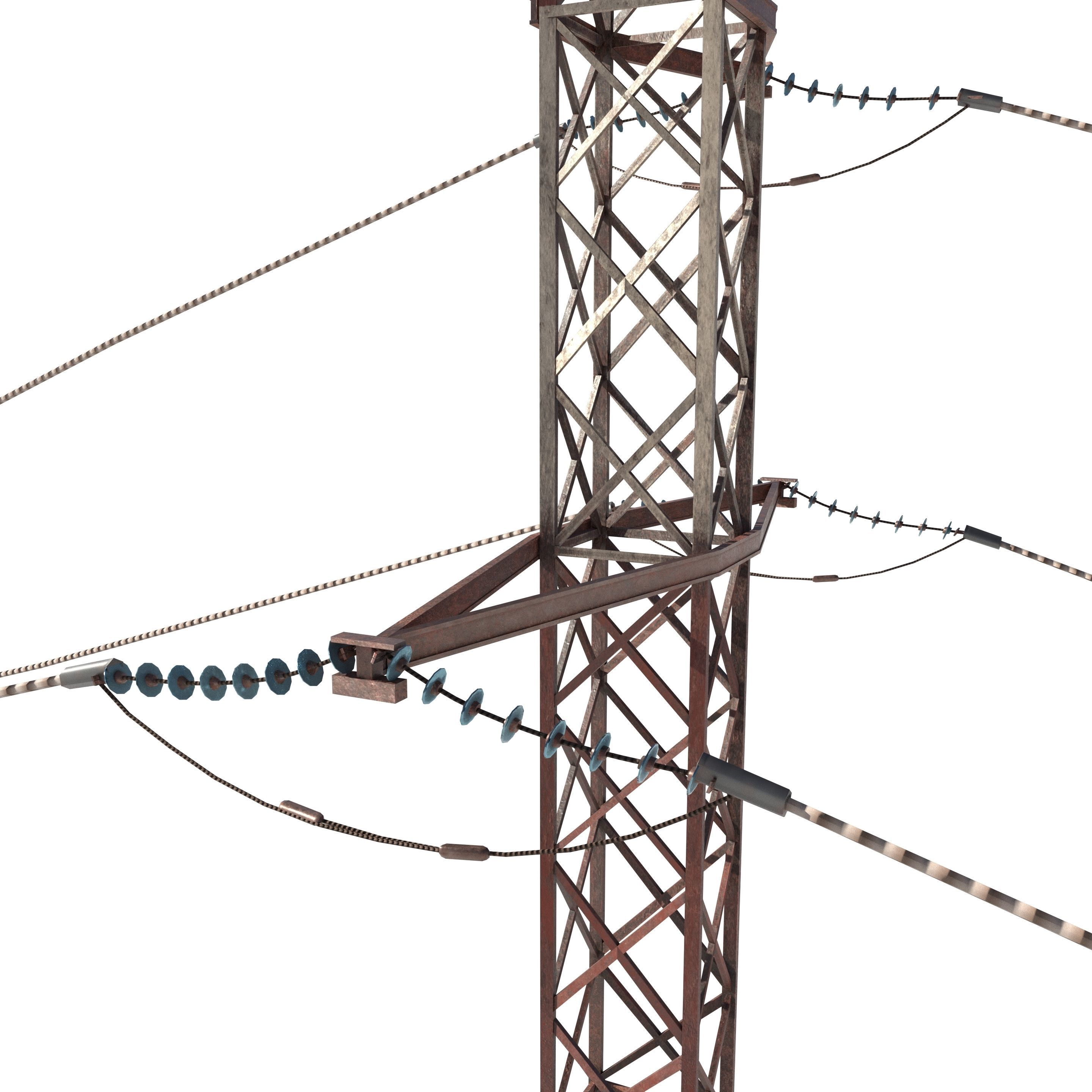 Electricity Pole 29 Weathered Low-poly 3D model_5