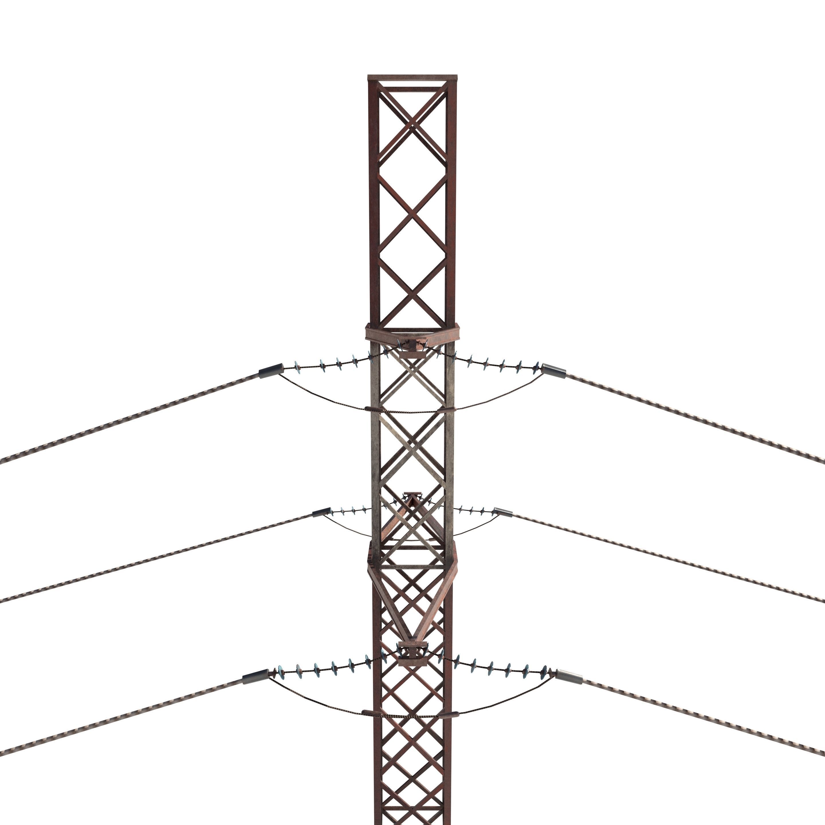 Electricity Pole 29 Weathered Low-poly 3D model_3