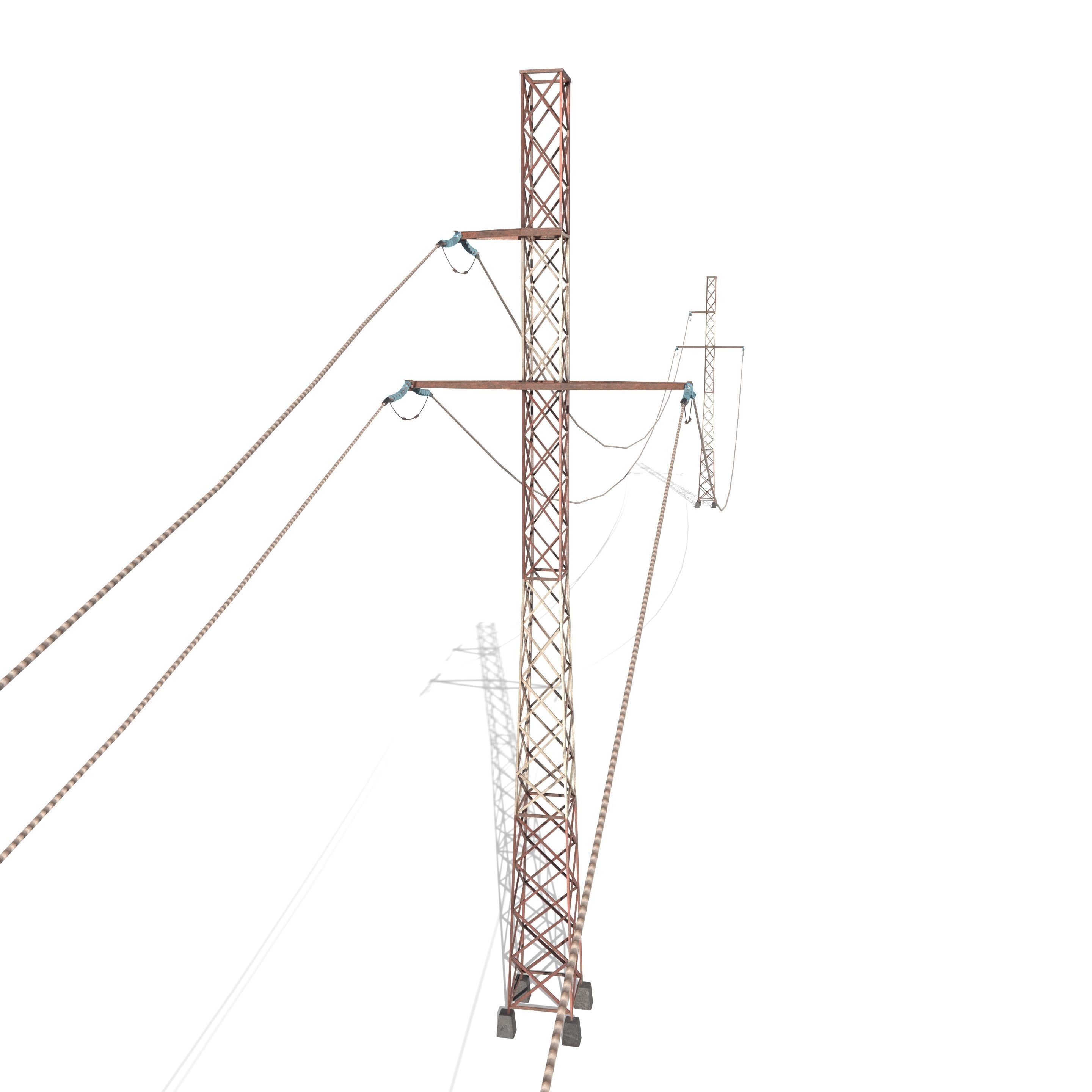 Electricity Pole 29 Weathered Low-poly 3D model_2