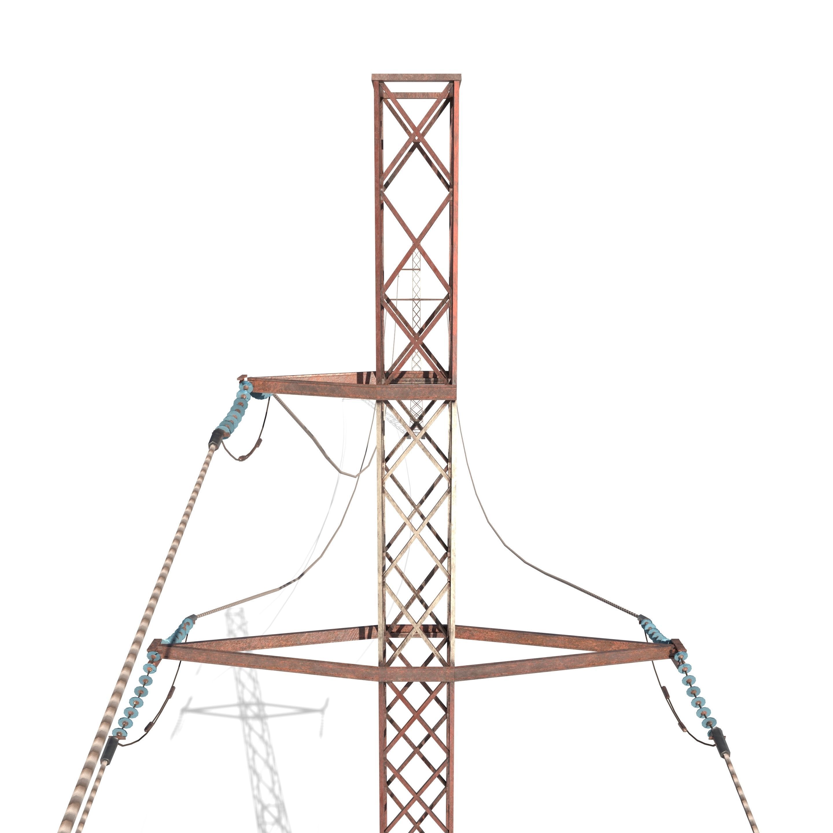 Electricity Pole 29 Weathered Low-poly 3D model_6