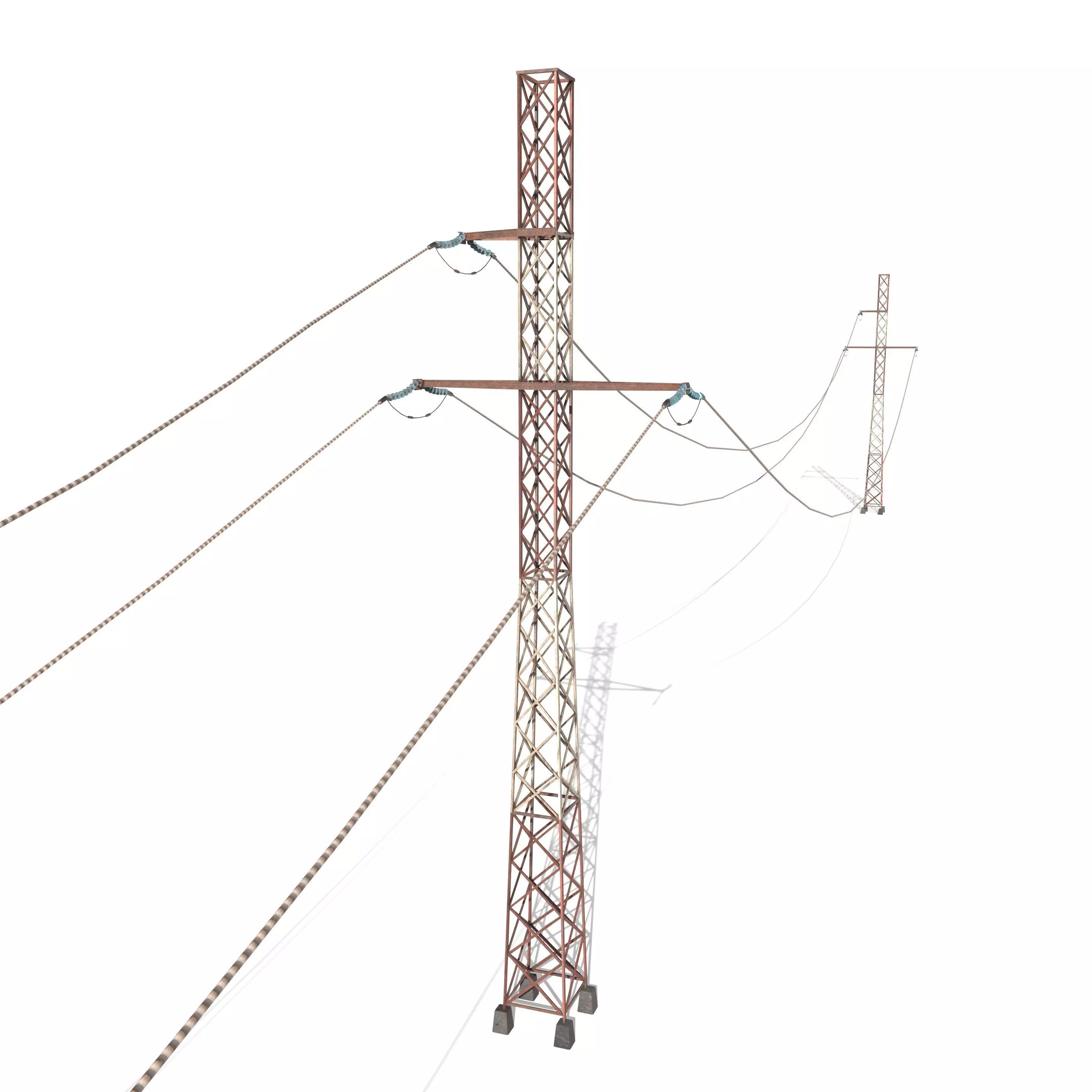 Electricity Pole 29 Weathered Low-poly 3D model_0