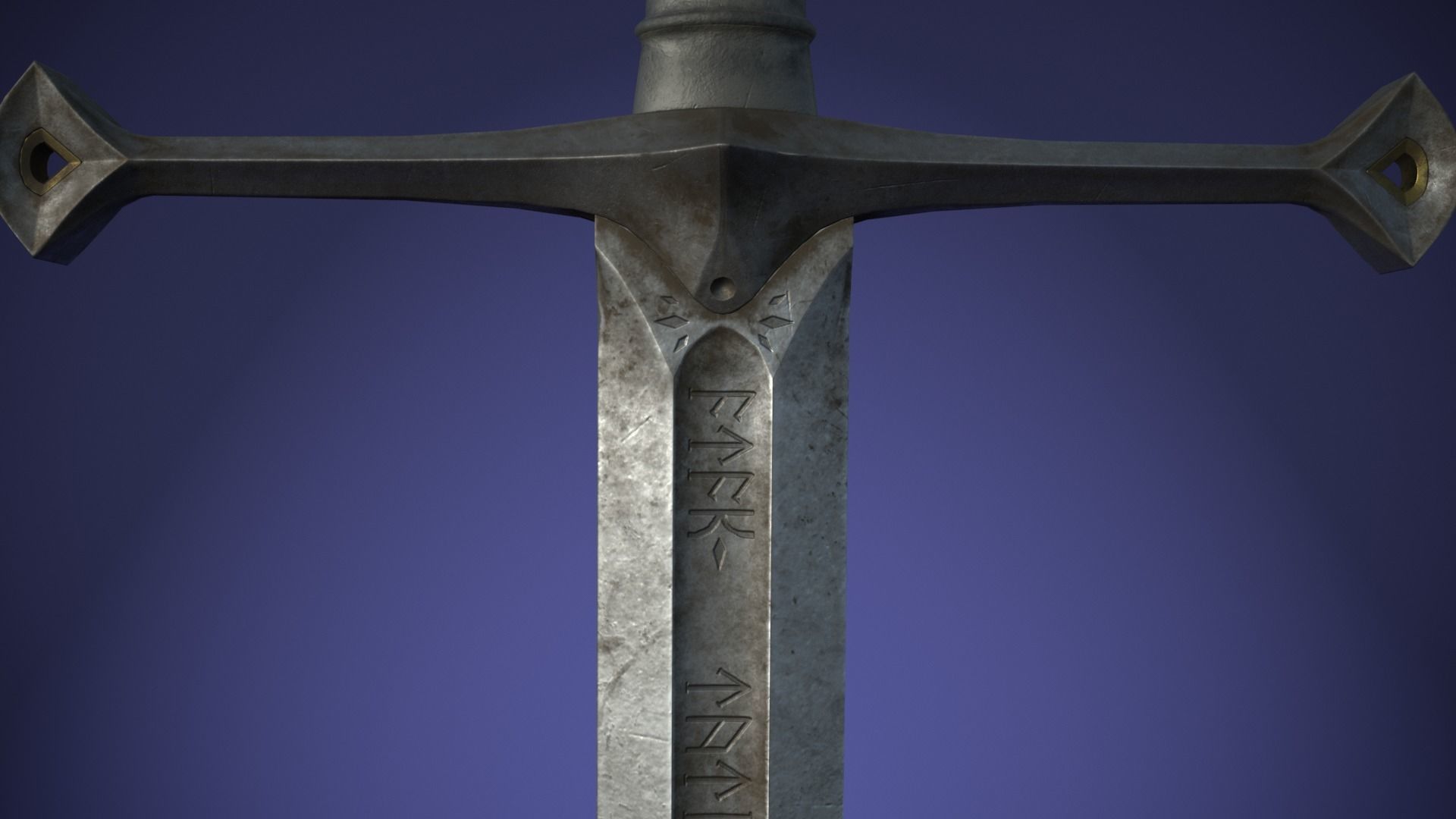 Anduril sword from LOTR with scabbard band and stand Low-poly 3D model_7