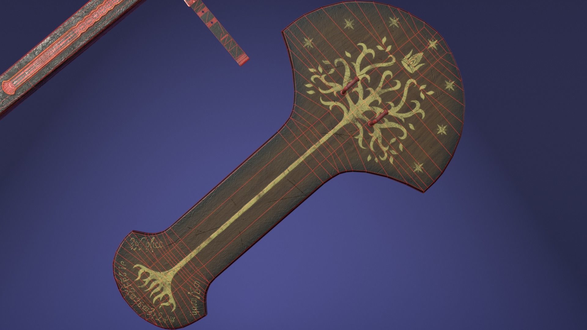 Anduril sword from LOTR with scabbard band and stand Low-poly 3D model_10