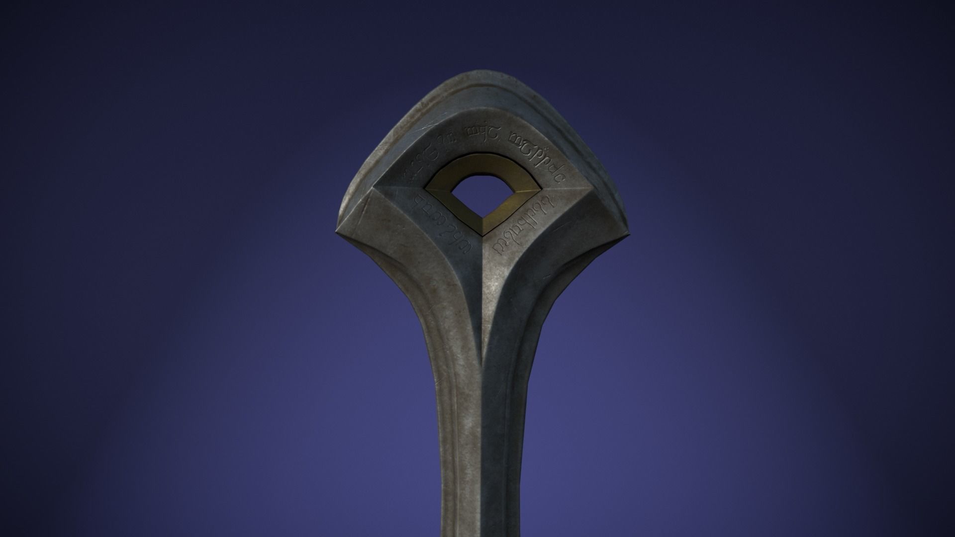 Anduril sword from LOTR with scabbard band and stand Low-poly 3D model_6