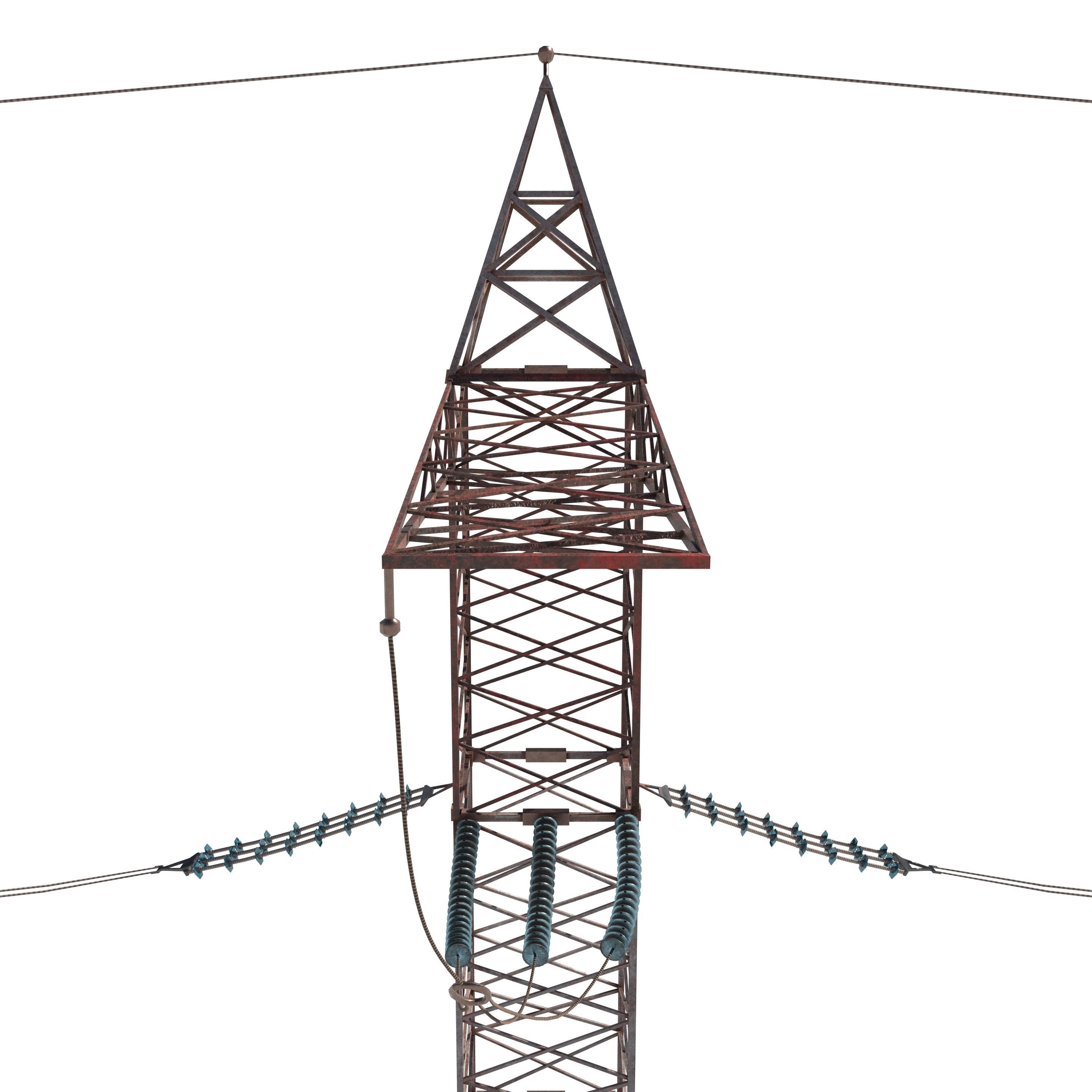 Electricity Pole 30 Weathered Low-poly 3D model_3