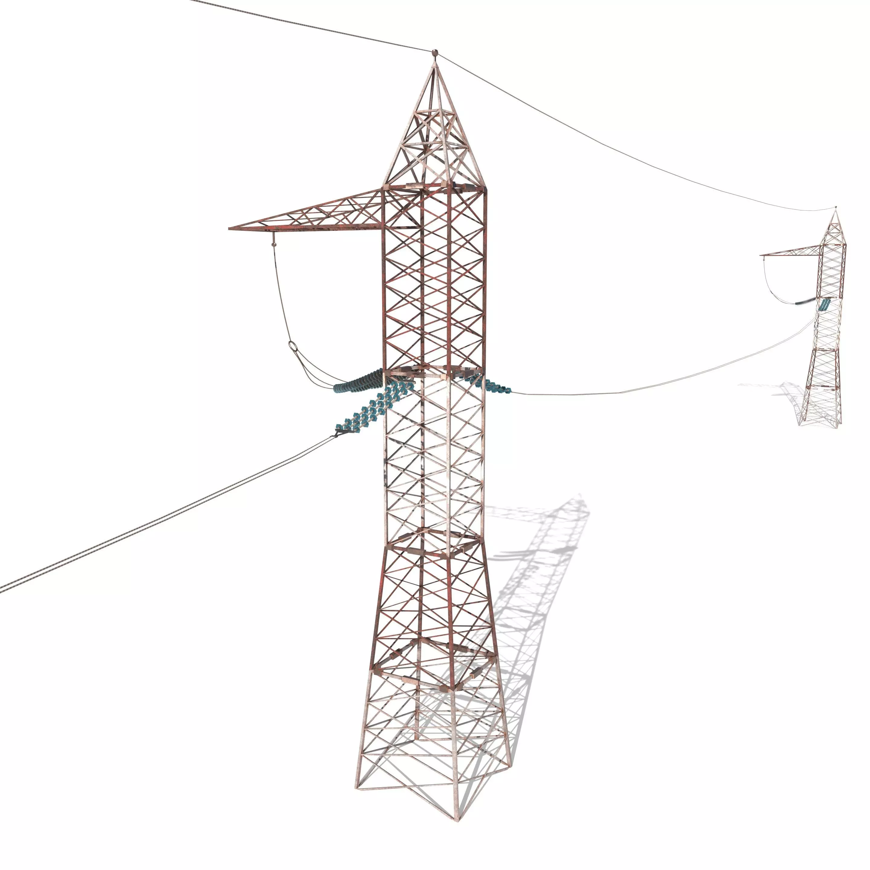 Electricity Pole 30 Weathered Low-poly 3D model_0