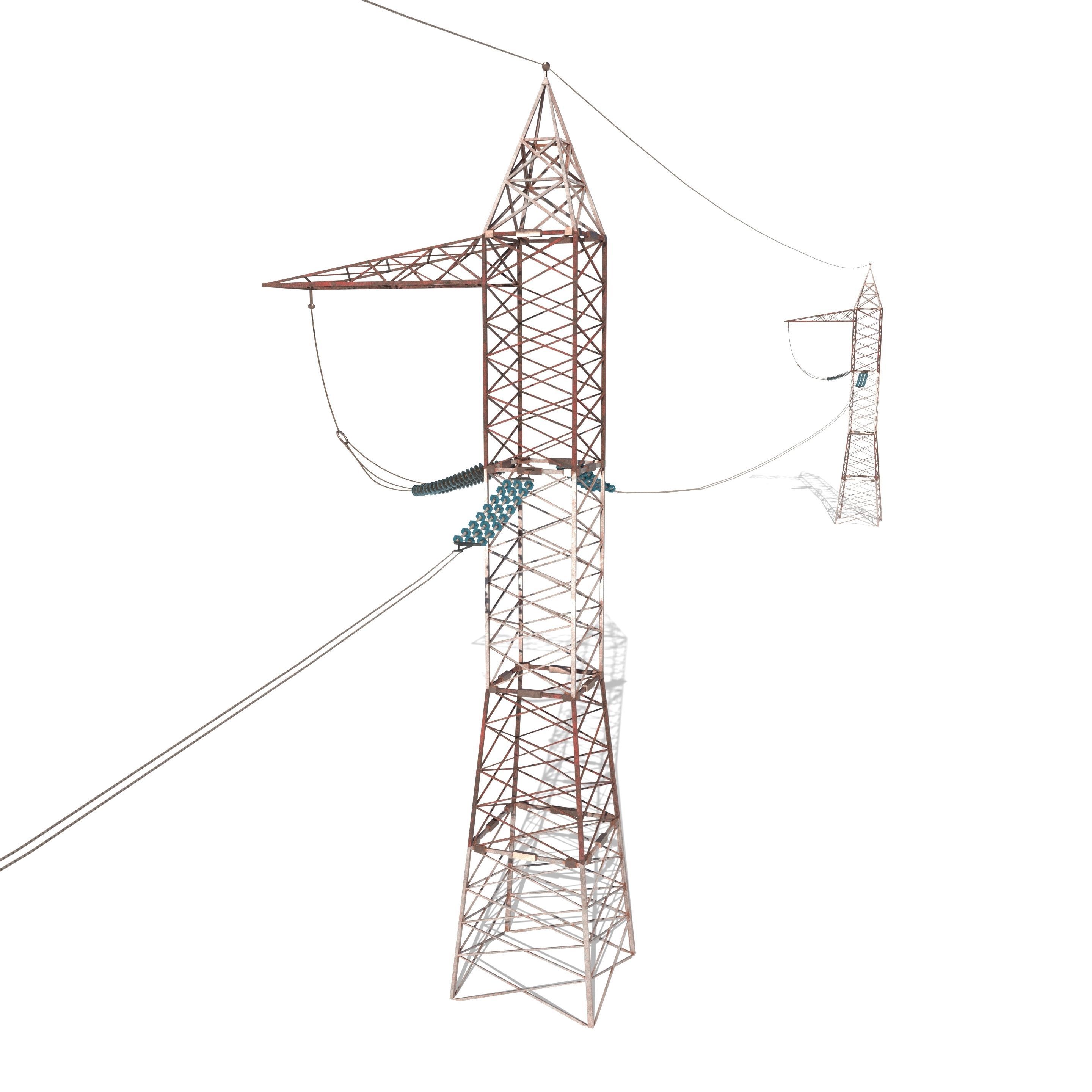 Electricity Pole 30 Weathered Low-poly 3D model_2