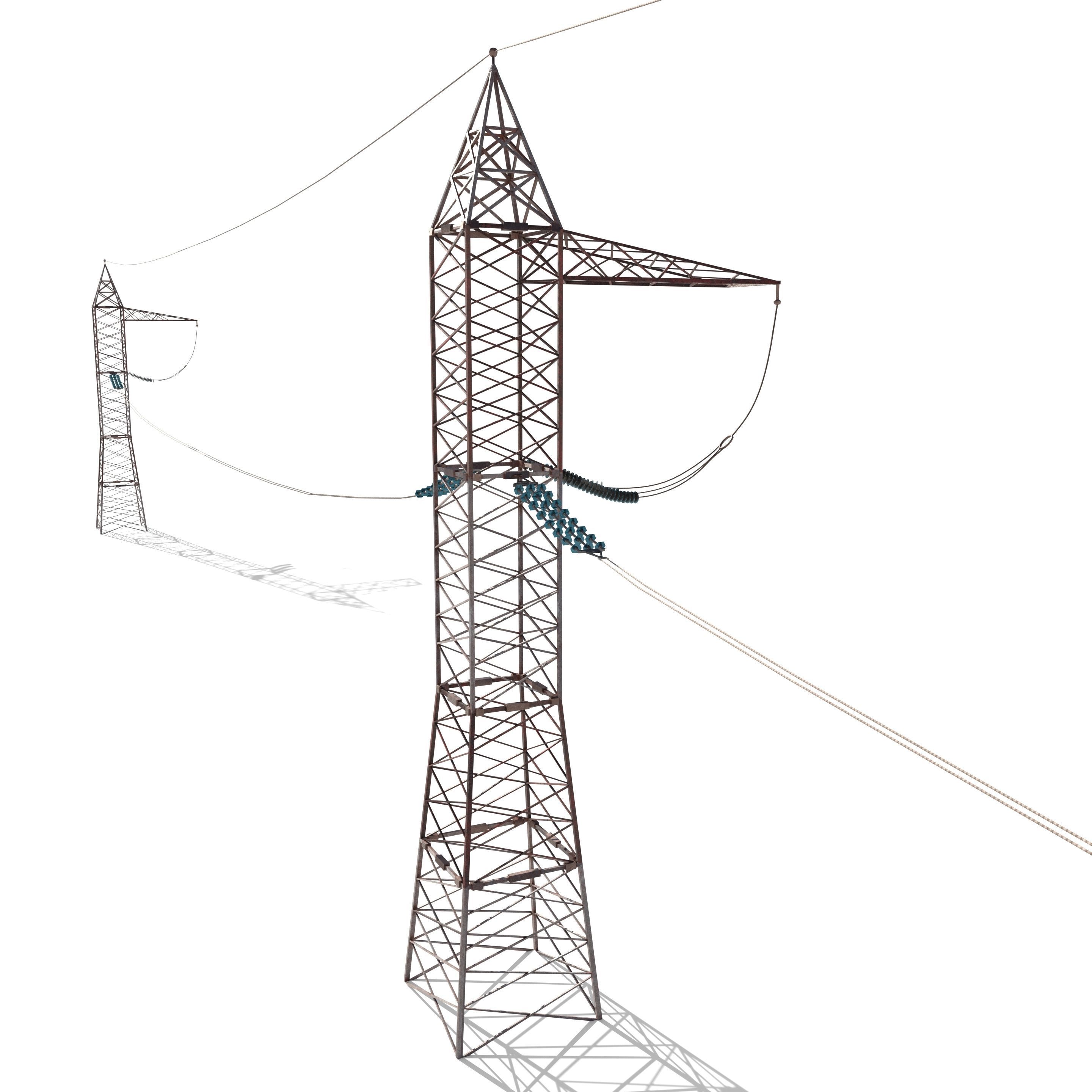 Electricity Pole 30 Weathered Low-poly 3D model_4