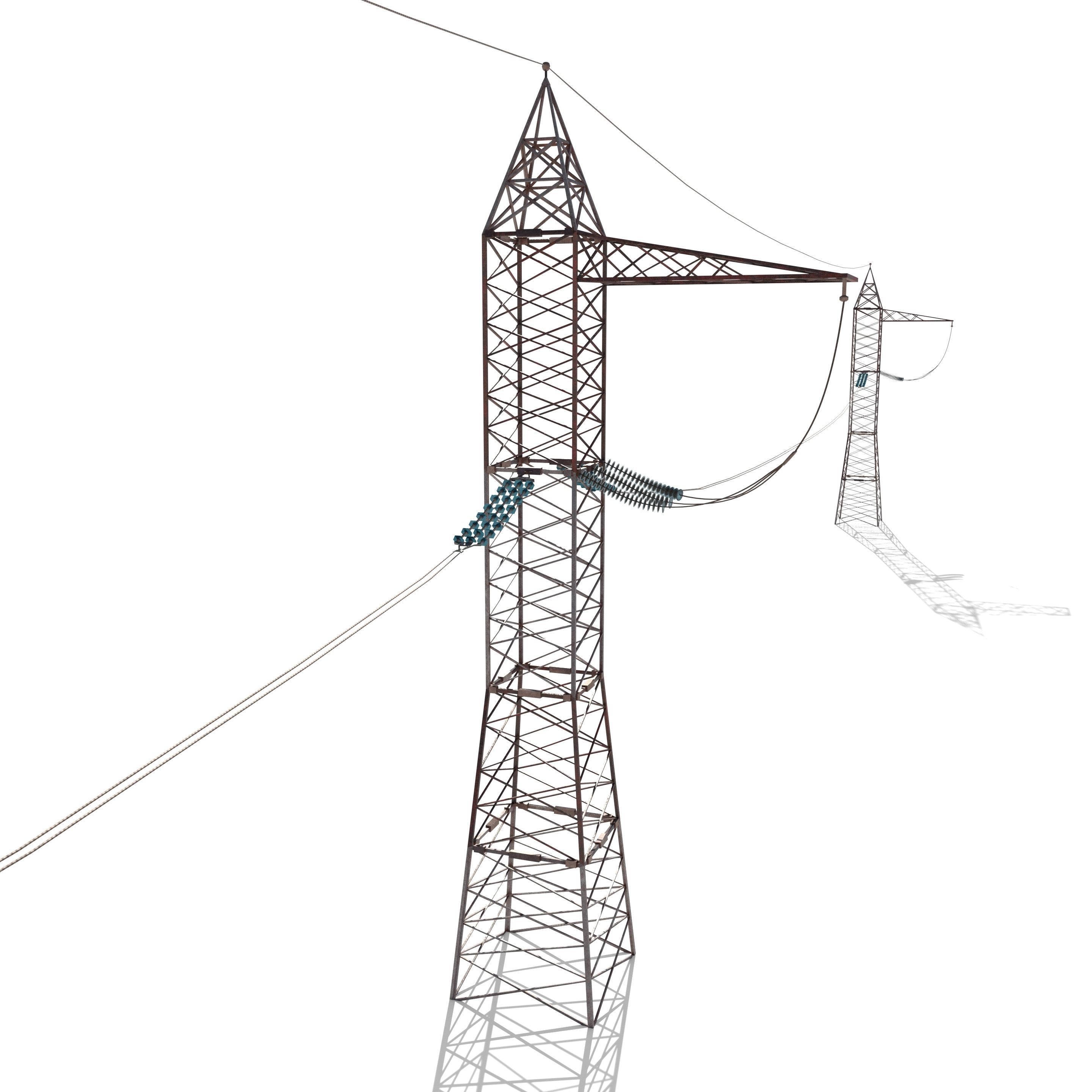 Electricity Pole 30 Weathered Low-poly 3D model_1