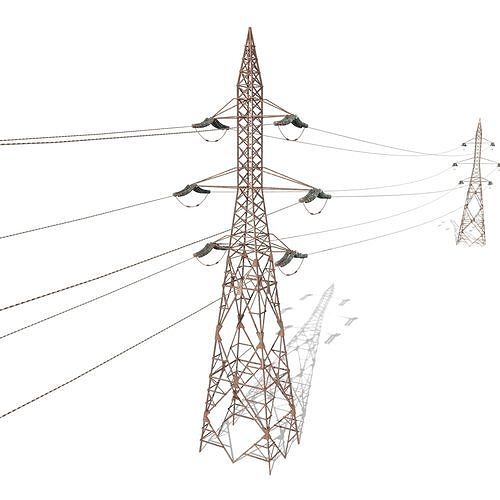 Electricity Pole 31 Weathered 3D model