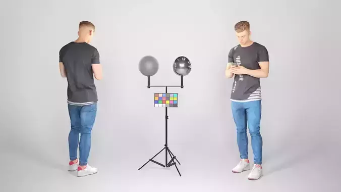 Handsome man is texting a message 34 Low-poly 3D model