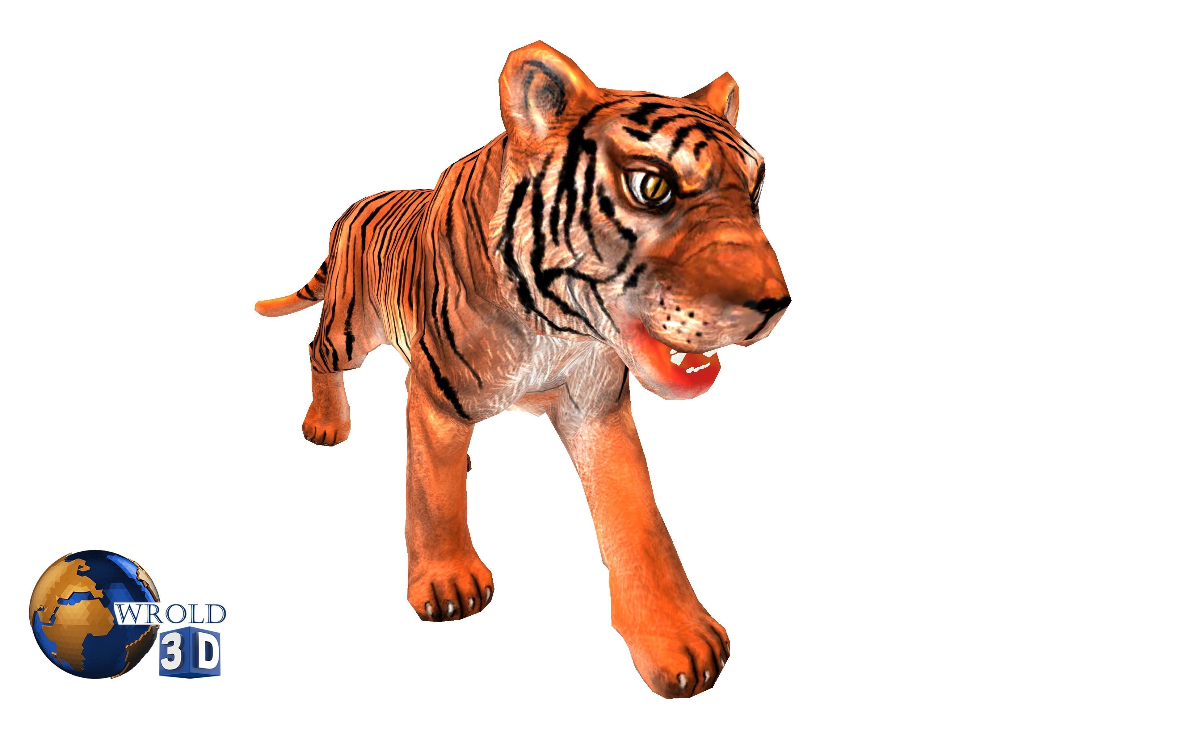  Tiger rigged Animated Lowpoly 3d model Low-poly 3D model_2