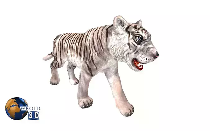 White Tiger Rigged Animated Lowpoly 3D Model Low-poly 3D model