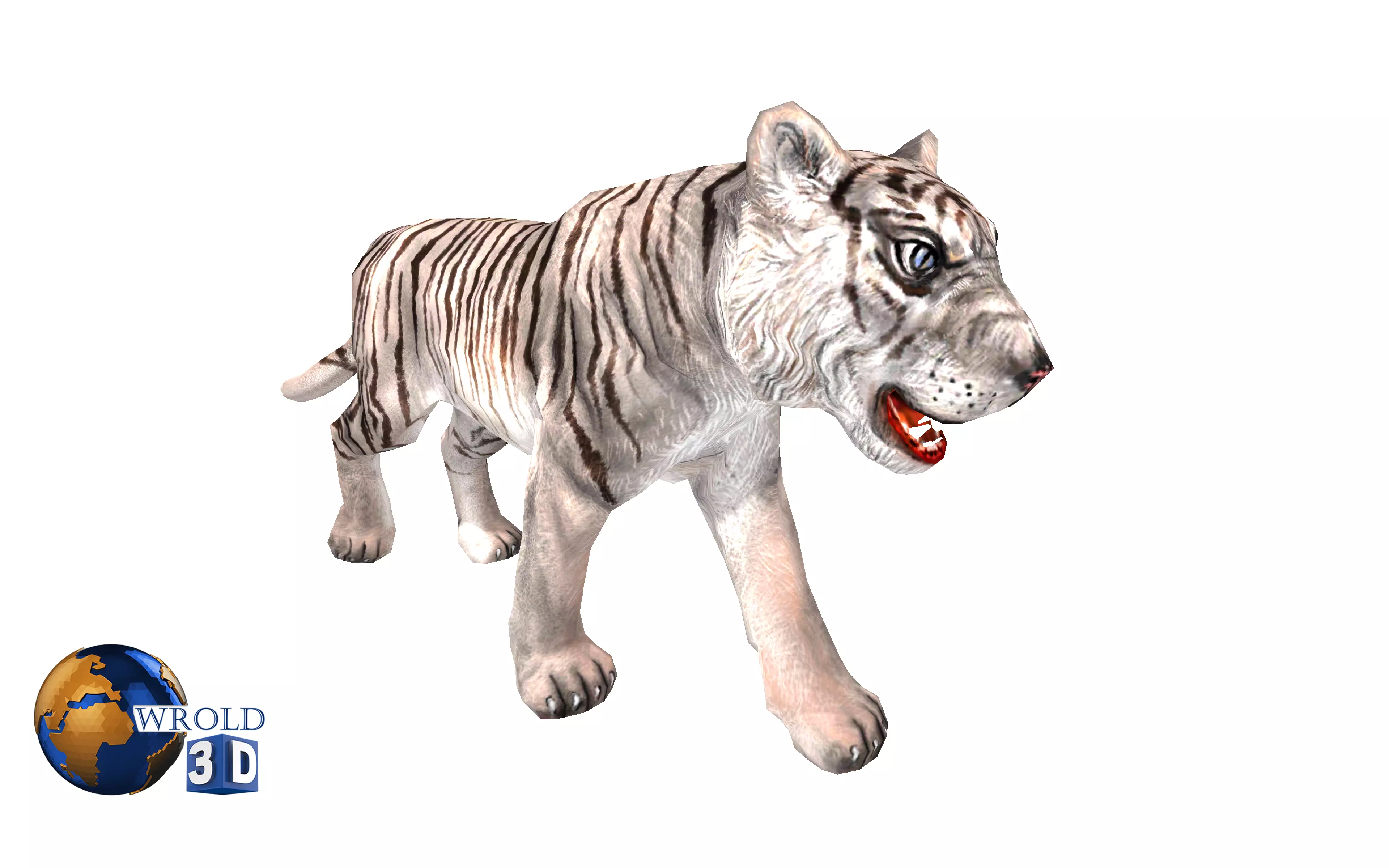 White Tiger Rigged Animated Lowpoly 3D Model Low-poly 3D model_0