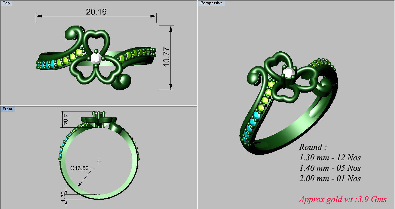 38 Light wt women ring 3dm stl render details bulk collection 3D print model_41