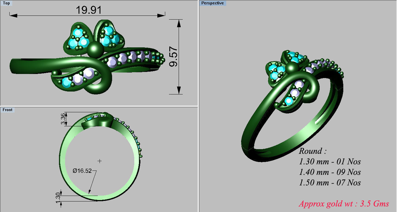 38 Light wt women ring 3dm stl render details bulk collection 3D print model_71