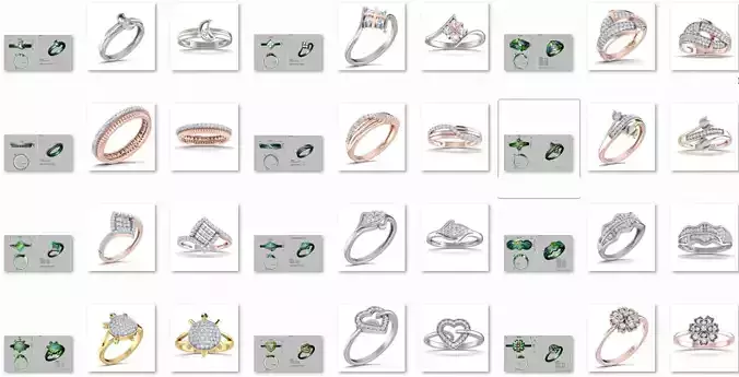 38 Light wt women ring 3dm stl render details bulk collection  3D print model