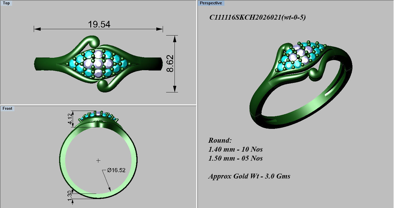 38 Light wt women ring 3dm stl render details bulk collection 3D print model_26
