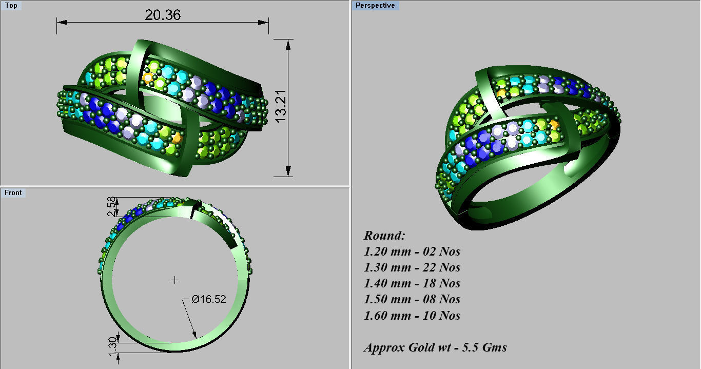 38 Light wt women ring 3dm stl render details bulk collection 3D print model_11