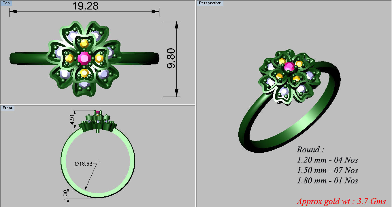 38 Light wt women ring 3dm stl render details bulk collection 3D print model_38