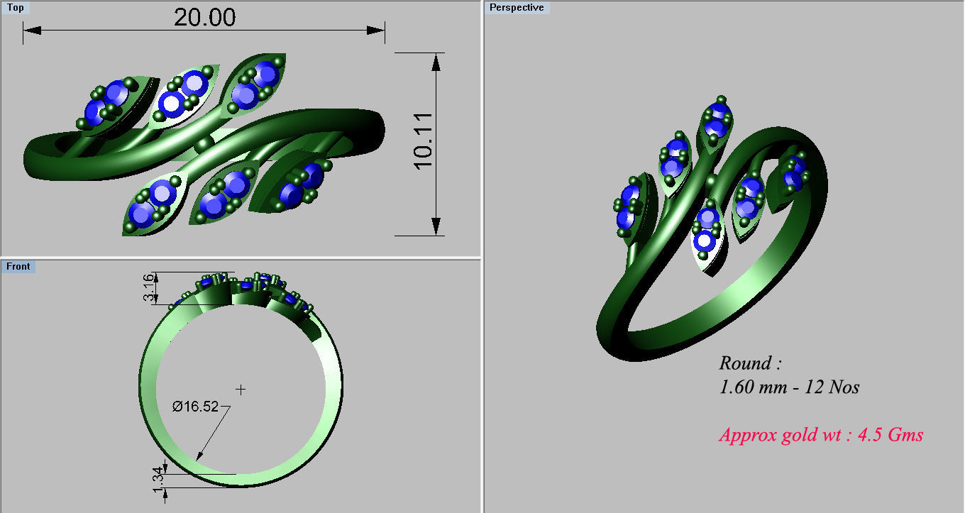 38 Light wt women ring 3dm stl render details bulk collection 3D print model_68