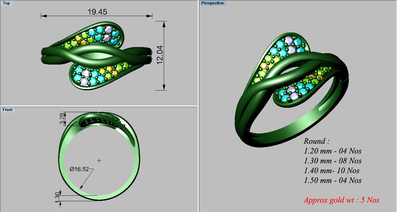 38 Light wt women ring 3dm stl render details bulk collection 3D print model_53