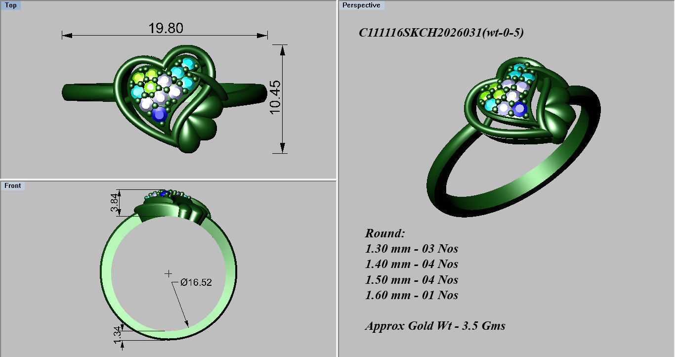 38 Light wt women ring 3dm stl render details bulk collection 3D print model_56