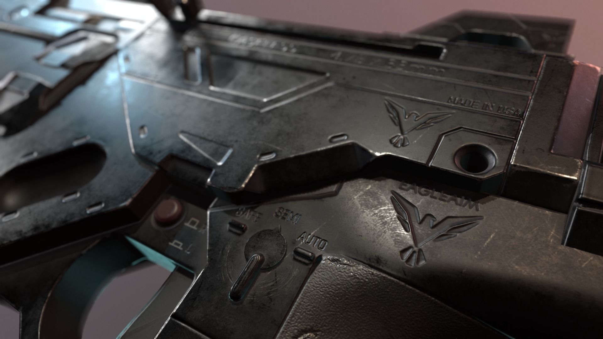 Scifi Rifle Low-poly 3D model_6