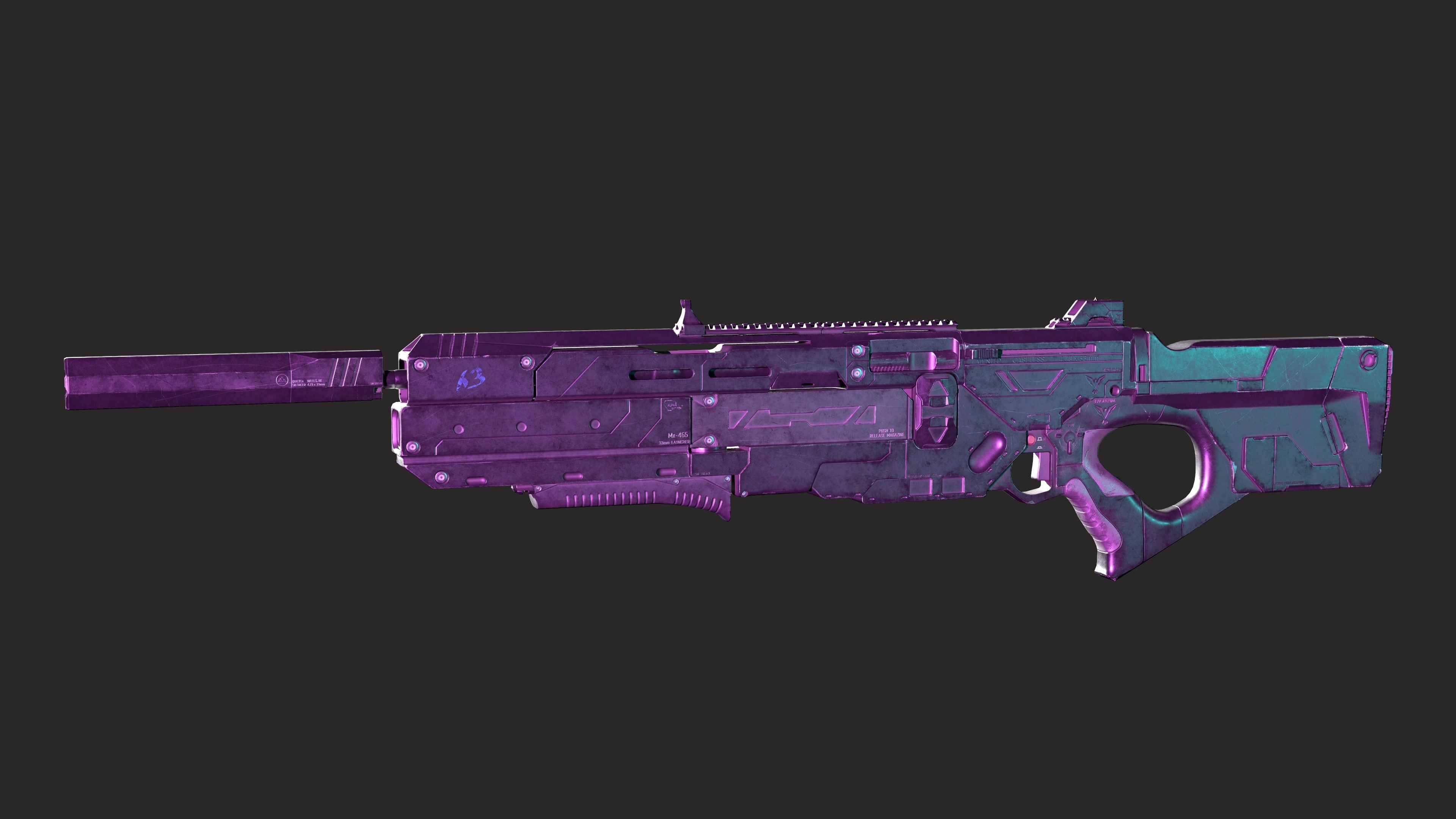 Scifi Rifle Low-poly 3D model_8