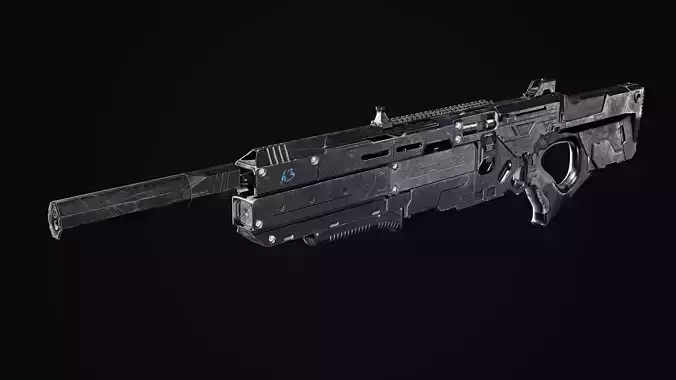 Scifi Rifle Low-poly 3D model