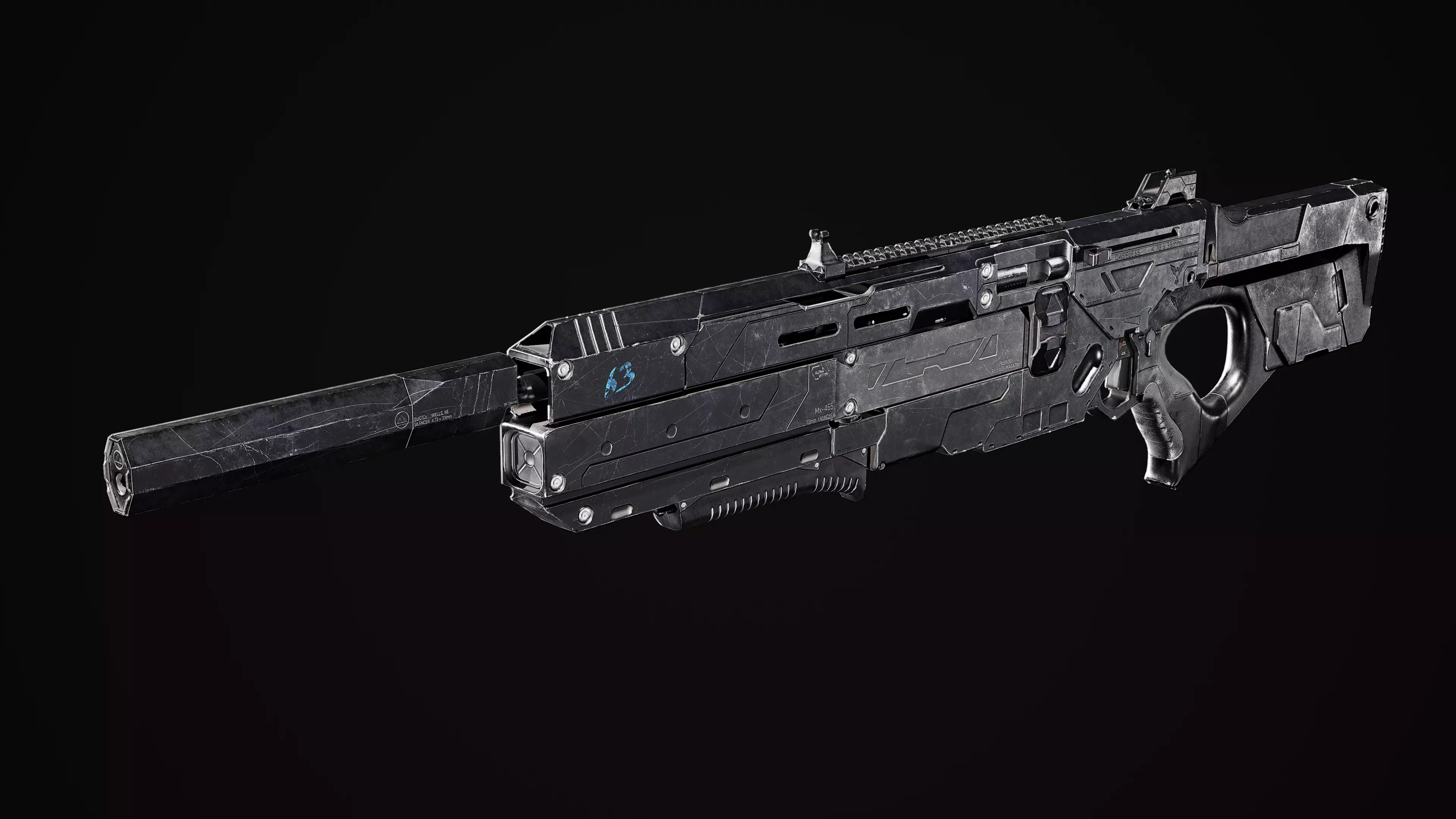 Scifi Rifle Low-poly 3D model_0