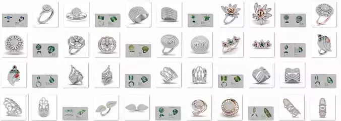 15 Women Artistic  Ring 3dm stl render details bulk collection  3D print model