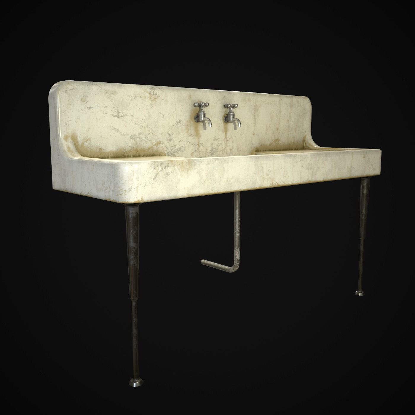 Antique Kitchen Sink Low-poly 3D model_4