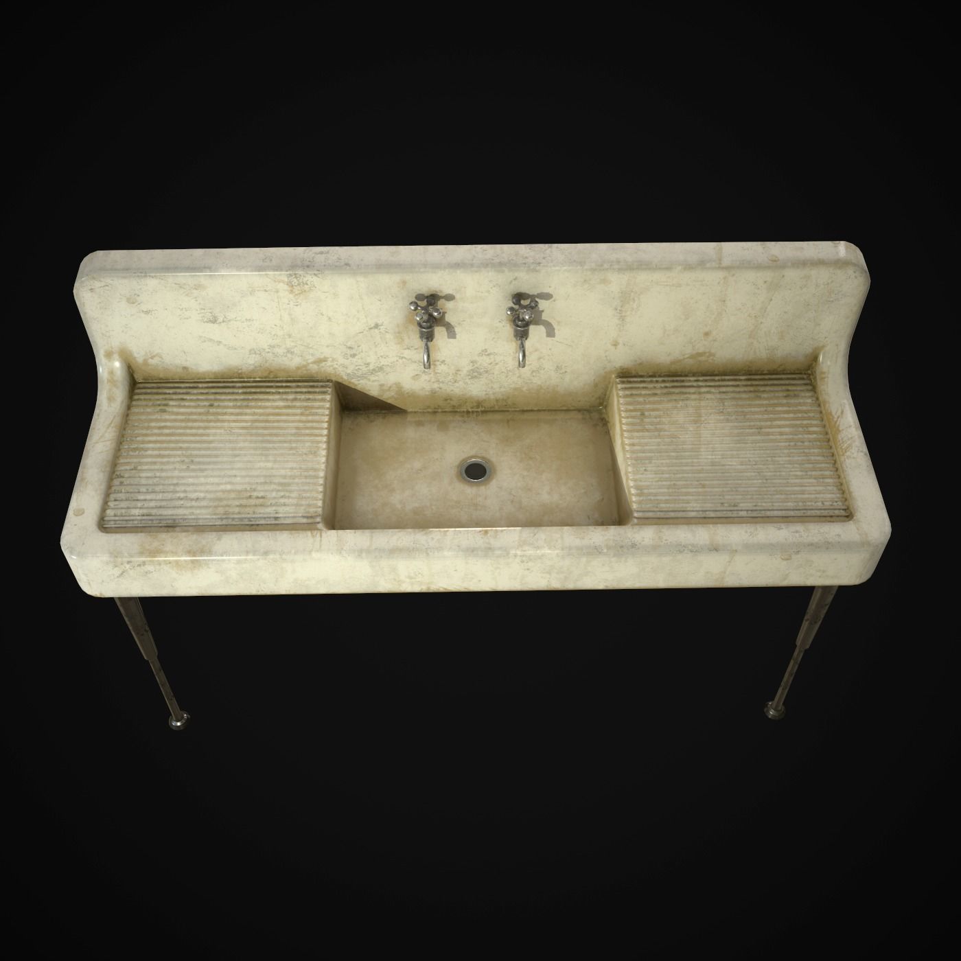 Antique Kitchen Sink Low-poly 3D model_2