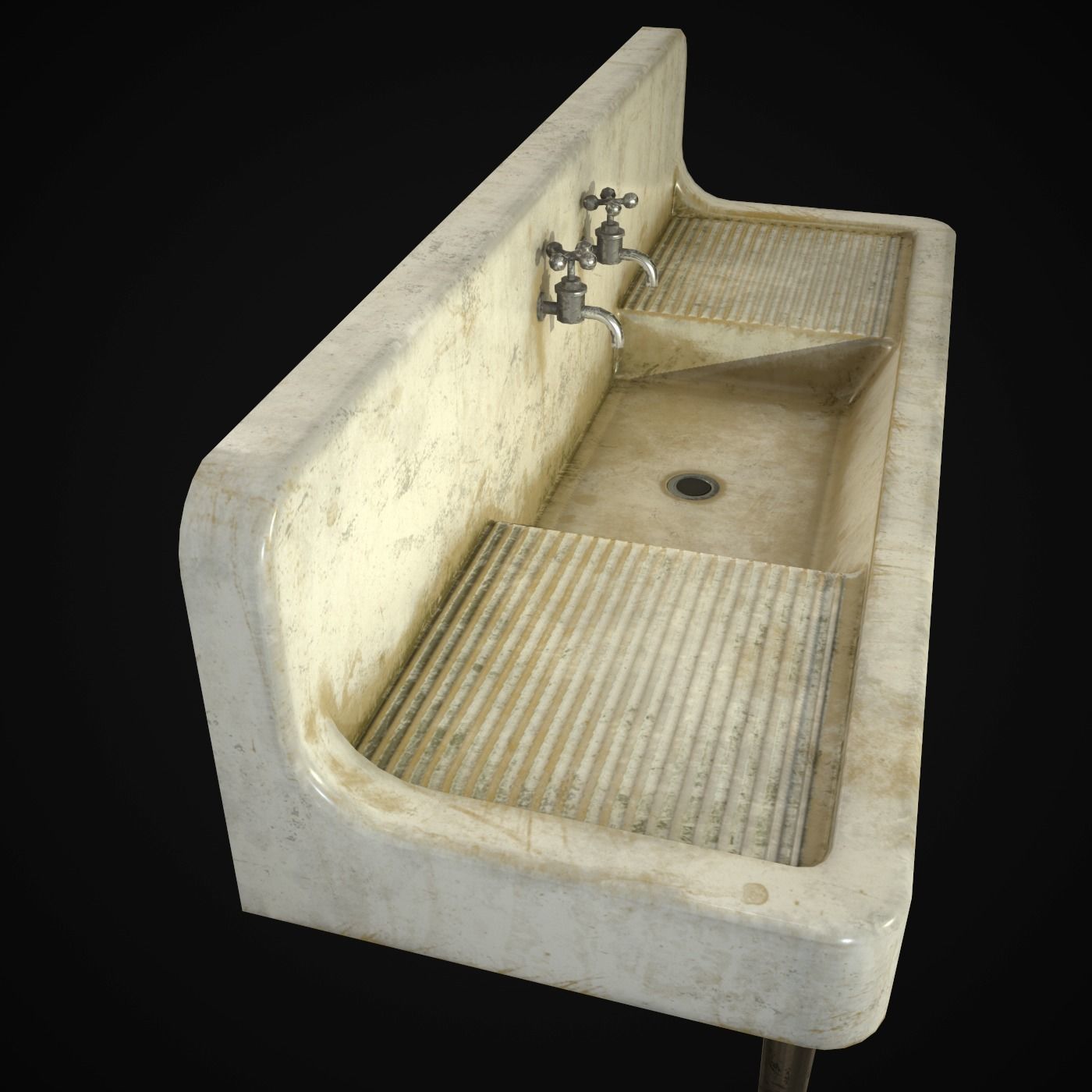 Antique Kitchen Sink Low-poly 3D model_3