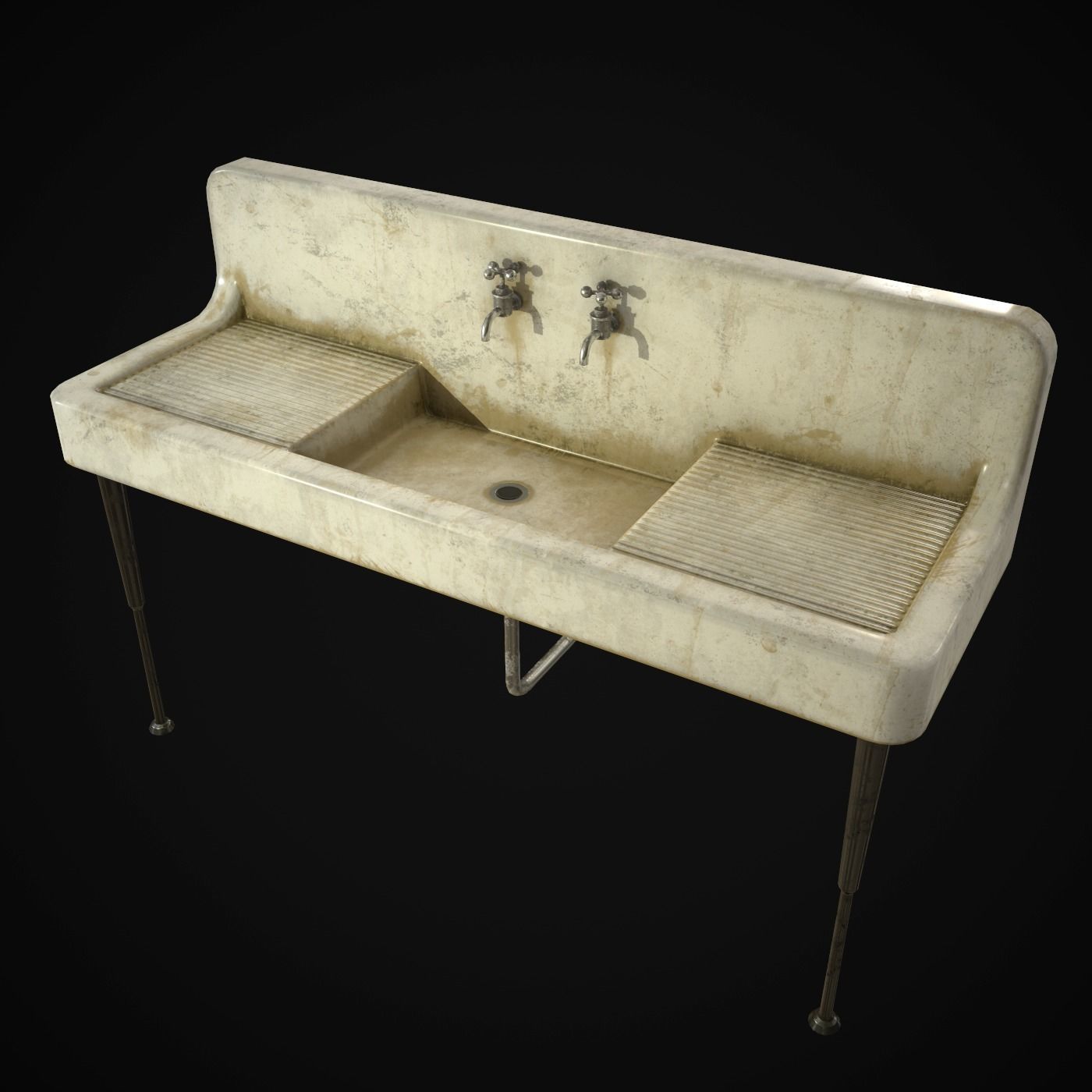 Antique Kitchen Sink Low-poly 3D model_1
