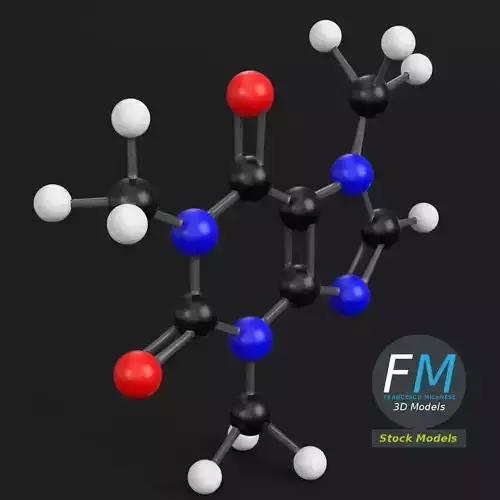 Caffeine molecule 3D model