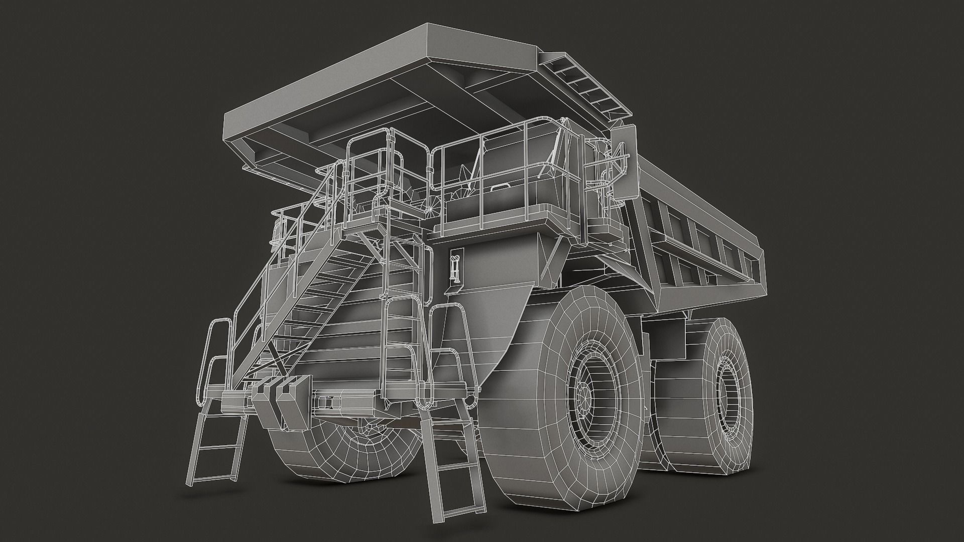 Mining Dump Truck Low-poly 3D model_9
