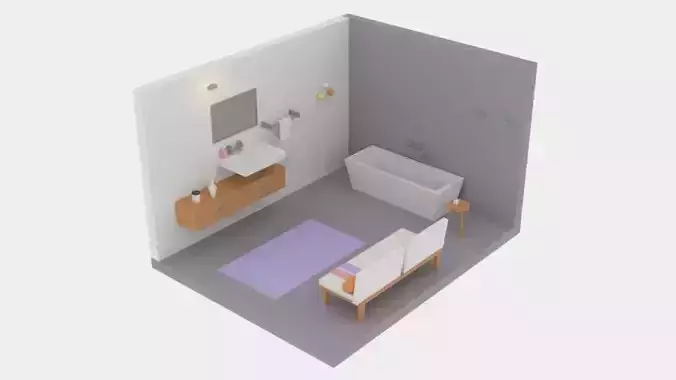 Low-poly Cartoon Bathroom Pack