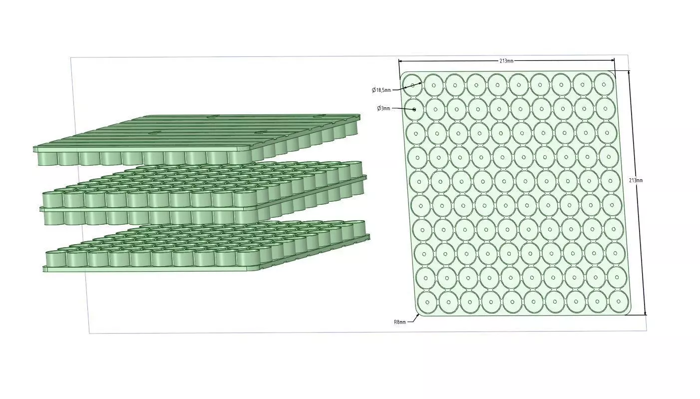 18650 Battery Pack Mega 3D print model