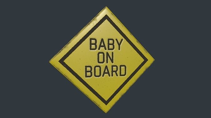 Baby on Board Sign Low-poly 3D model 2