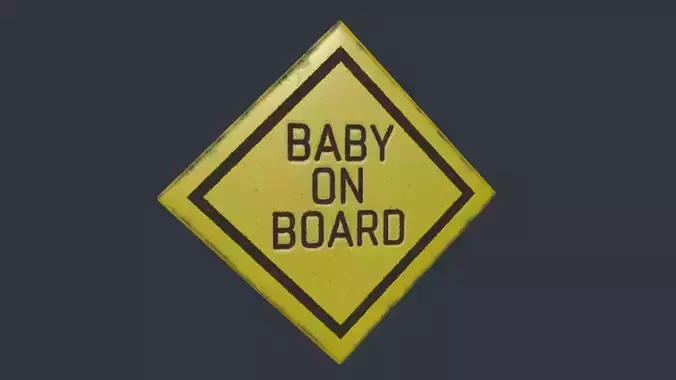 Baby on Board Sign Low-poly 3D model