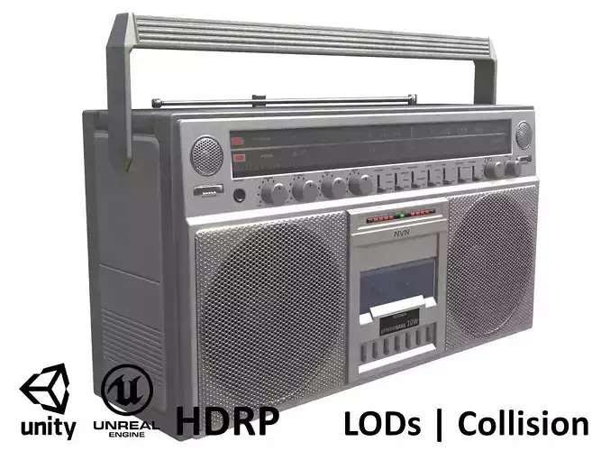 Game-ready Retro Boombox - Unity - HDRP - UE4 Low-poly 3D model