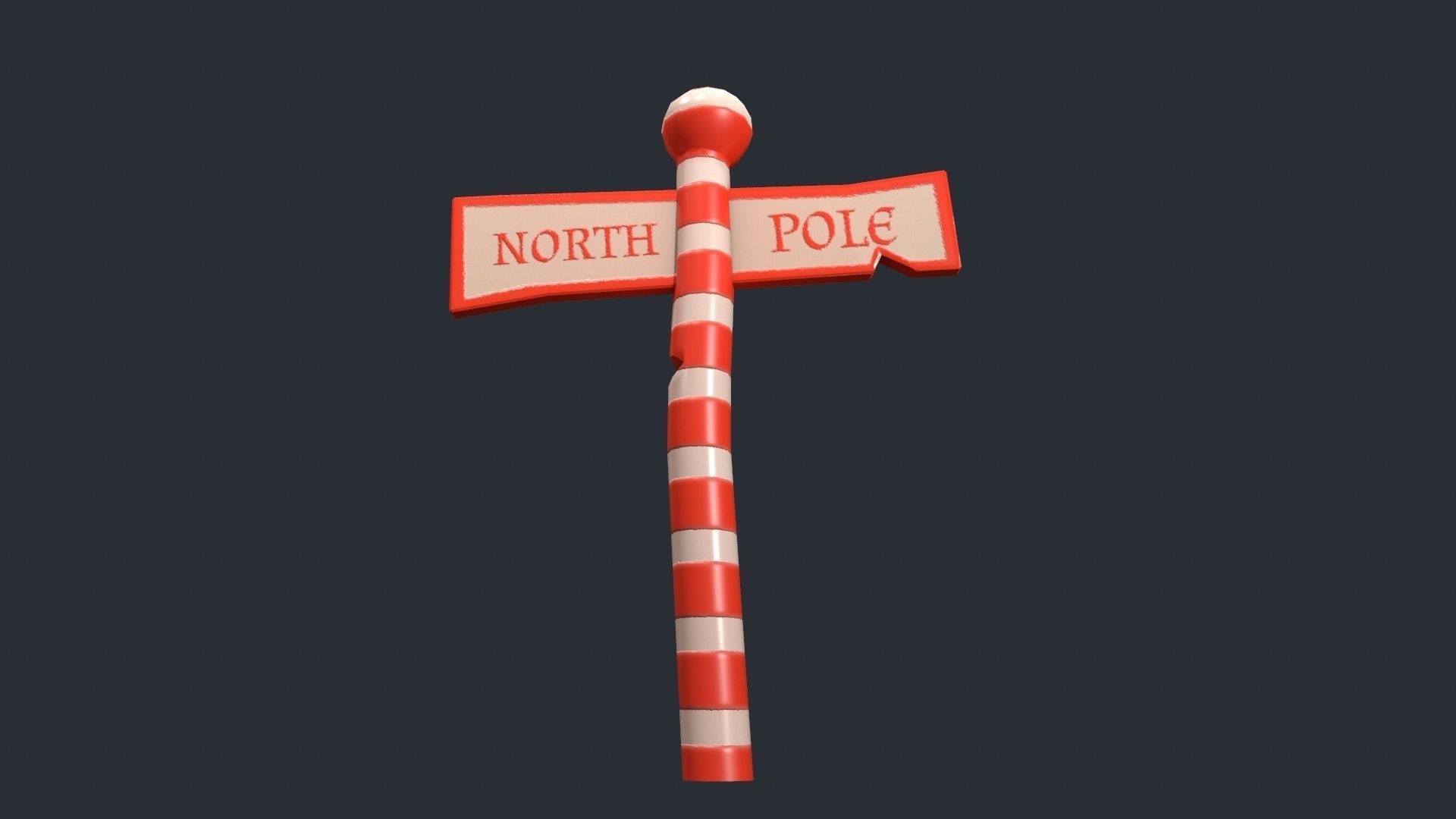Stylized North Pole Sign Low-poly 3D model_10