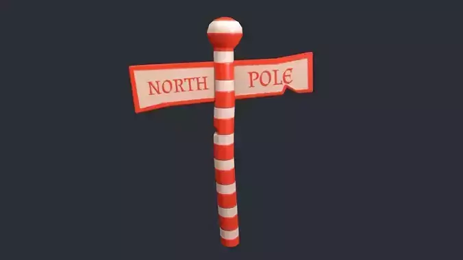 Stylized North Pole Sign  Low-poly 3D model