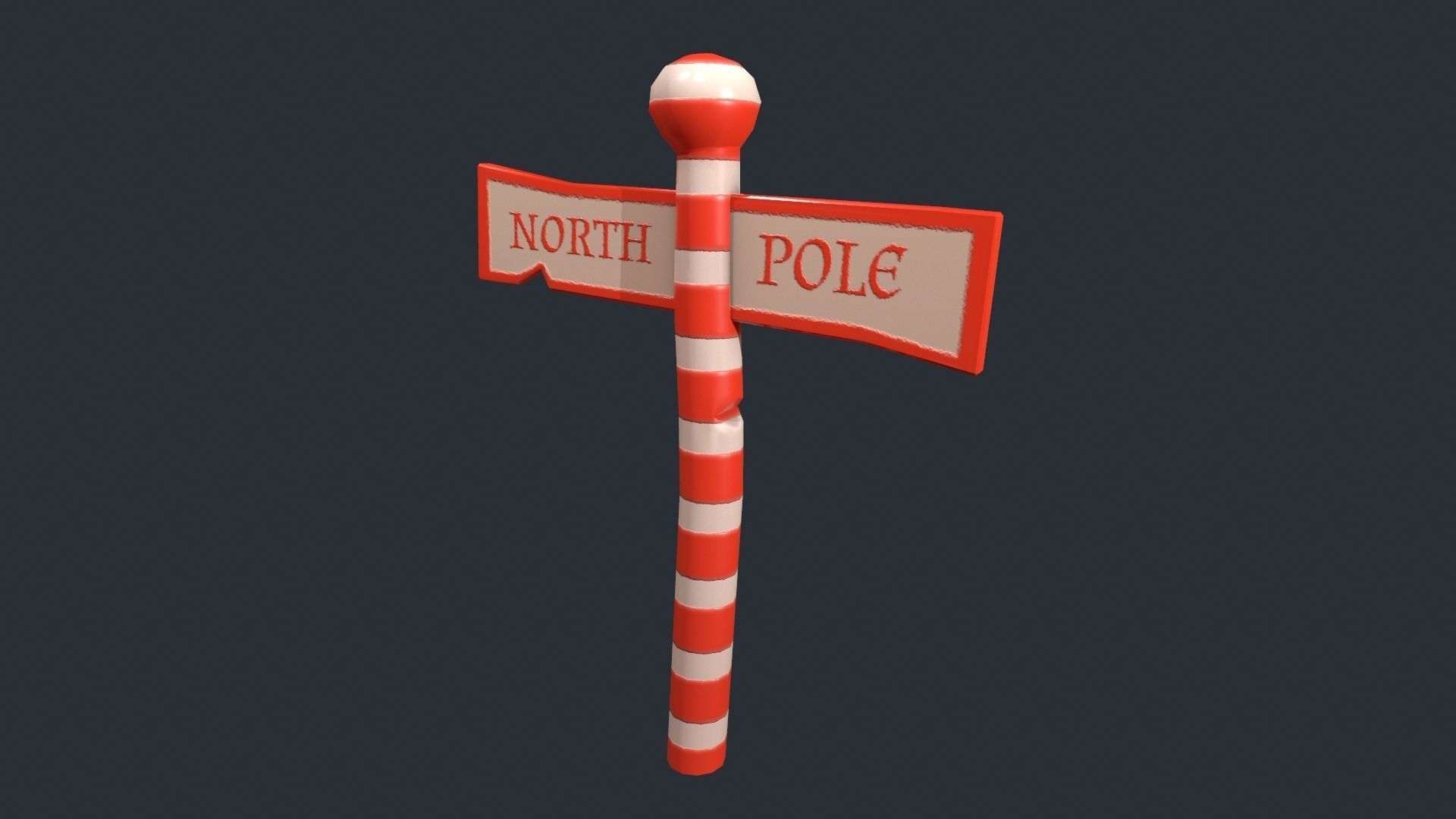 Stylized North Pole Sign Low-poly 3D model_4