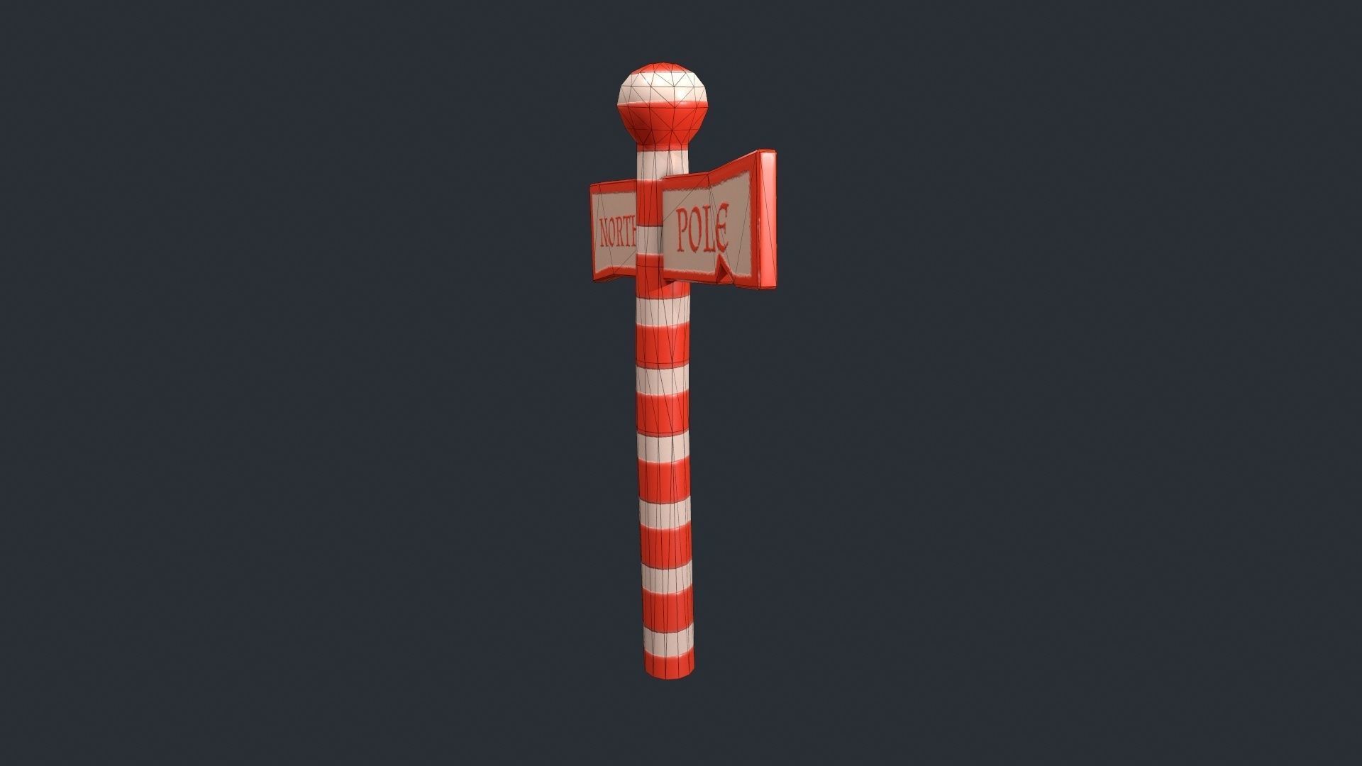 Stylized North Pole Sign Low-poly 3D model_17