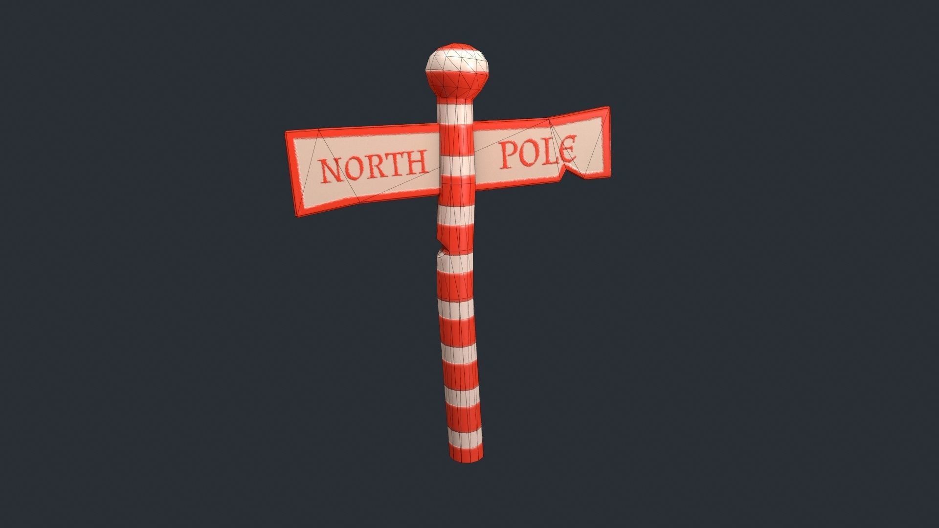 Stylized North Pole Sign Low-poly 3D model_11