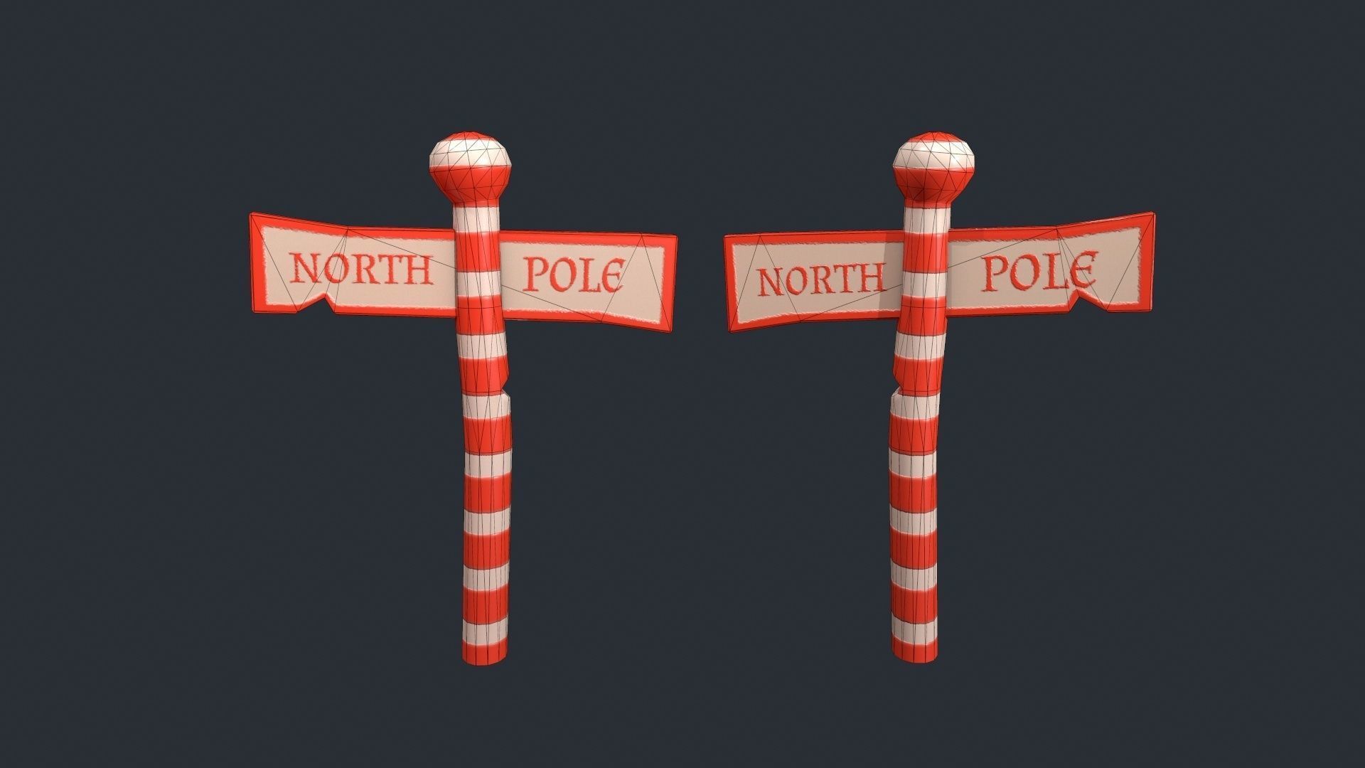 Stylized North Pole Sign Low-poly 3D model_19