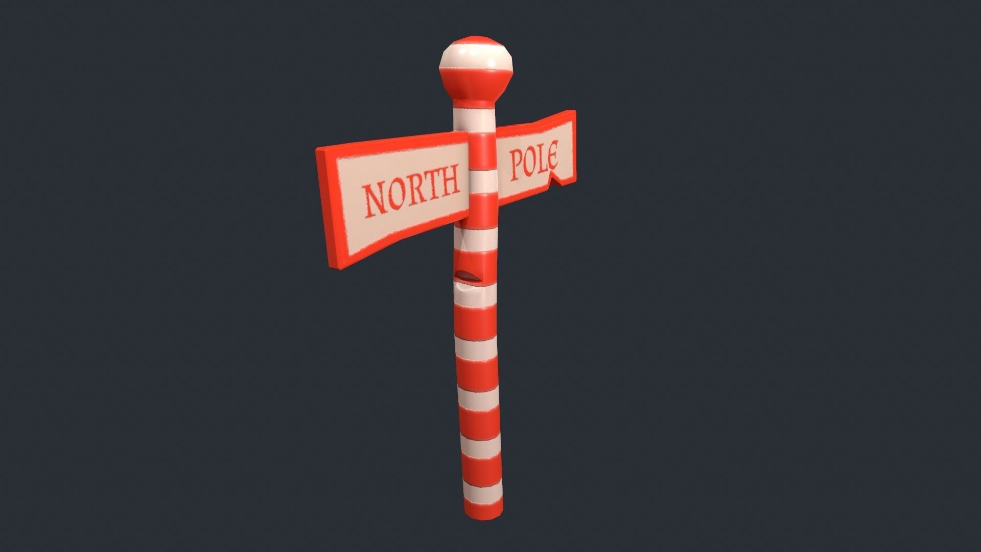 Stylized North Pole Sign Low-poly 3D model_2
